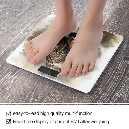 Watercolor of Hawk Sitting in The Tree Weight Scale Large Bathroom Scales Digital Weight with Bright LED Display Non Slip Automatic Weighing Scale Fashion Weighing Machine for Body