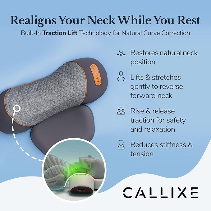 Original TheraPillow – 3-in-1 Neck Massager Pillow with Heat &amp Gentle Traction | Relaxing Neck &amp Shoulder Support with Vibration Massage Wireless Design &amp USB-C Charging
