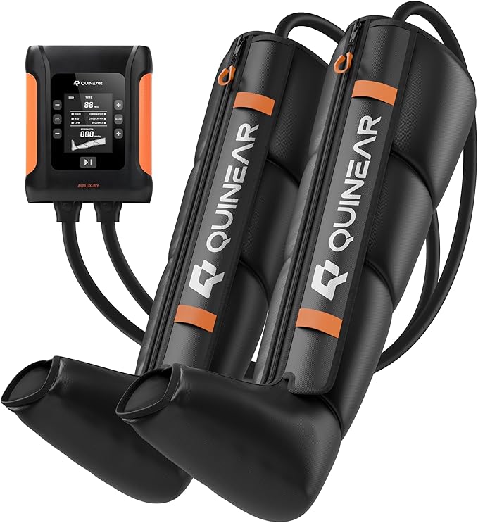 QUINEAR Professional Leg Recovery System Cordless Air Compression Boots with Sequential Compression Leg and Foot Massager Fast Recovery Therapy for Athletes FSA-HSA Eligible (Medium)