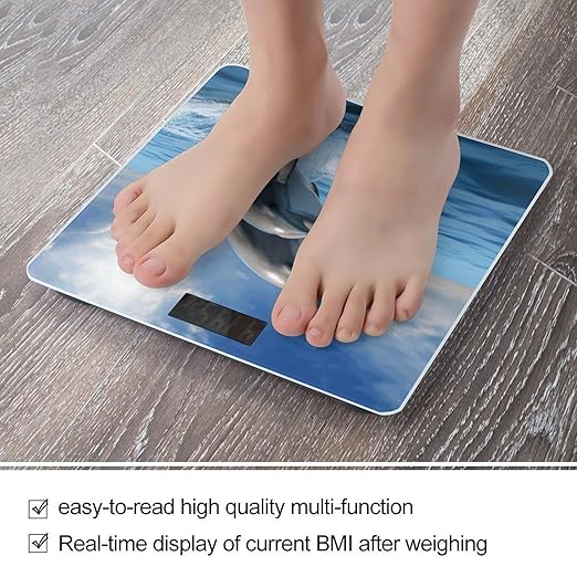 Two Dolphins Weight ScaleClear LED Display Bathroom Digital Weighing ScaleTempered Glass Digital Bathroom Scale for Body Weight Capacity Up to 400 Lbs