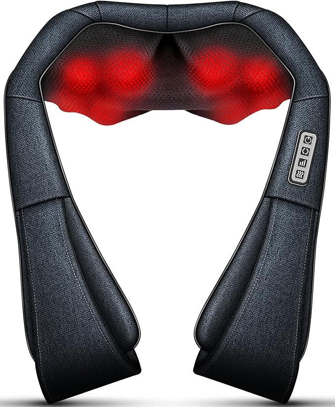 Mo Cuishle Shiatsu Neck and Back Massager with Heat – Deep Kneading for Shoulder and Neck – Ideal Gift for Men Women Mom Dad Him &amp Her – Perfect for Christmas Mother's Day Father's Day Birth