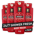 Old Spice Refreshing Body Wash for Men 3X Defense 24/7 Shower Fresh with Long Lasting Scent Red Collection Swagger with Cedarwood Scent 16 oz (Pack of 4)