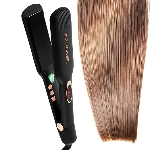 NuMe Megastar X Hair Straightener Tourmaline Flat Iron – 1.75 Inch Floating Plates Hair Straightener with Negative Ion Booster Infrared Light Strip Ultra-Smooth and Shiny Results for All Hair Types