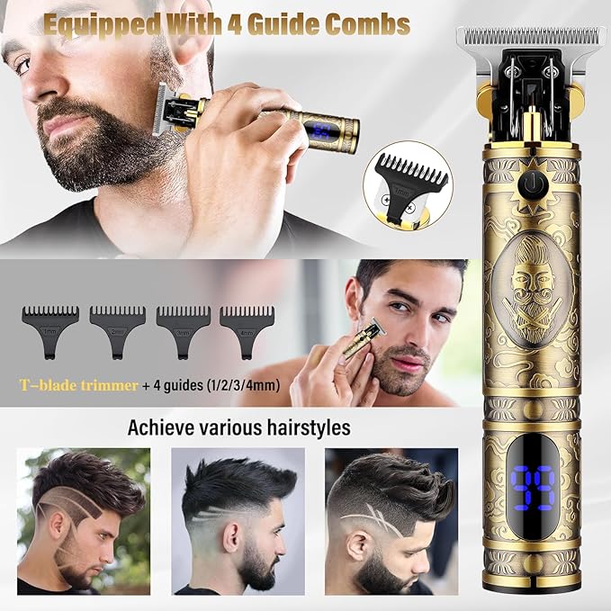 Professional Hair Trimmer Hair Clippers for Men Nose Hair Trimmer Men's Shaver SetCordless T-Blade Beard Trimmer Barber ClippersElectric Foil Shavers Razor for Men Haircutting Kit