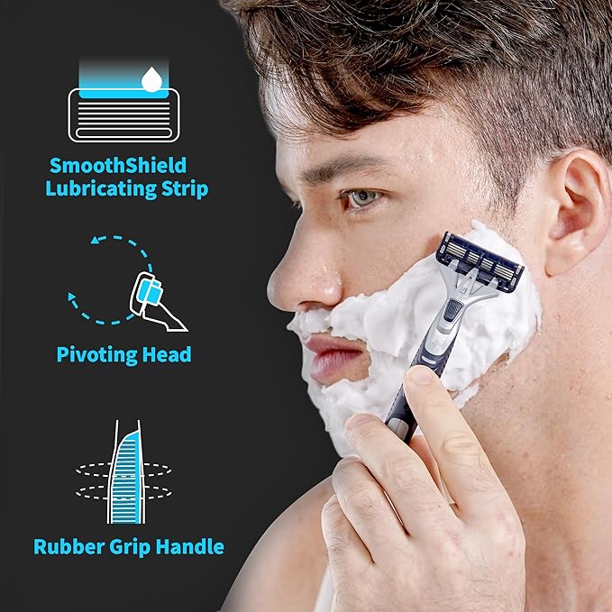 DORCO Pace Pro 4 Disposable Razors 9 pack - Long Lasting 4 Blade Technology with a Precision Trimmer Safety Guard Bar Pivoting Head and Non-Slip Rubber Handle (9 Razors)