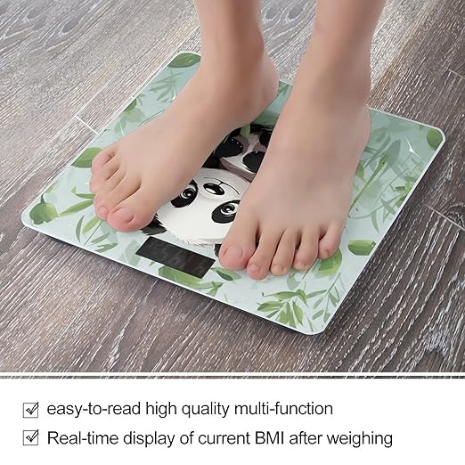 Panda BambooScale for Body Weight with LCD High Precision Weighing Scales Fashion Sturdy Tempered Glass Weight Scales Easy-to-Read Digital Bathroom Scale for Daily 400lb