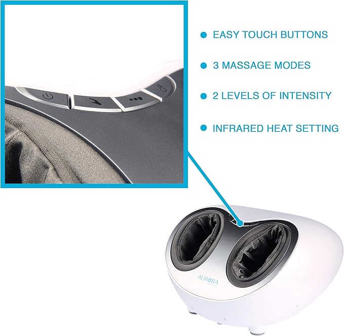 Aurora Health &amp Beauty Shiatsu Air Compression Deep Kneading Foot Massager with Heat Therapy