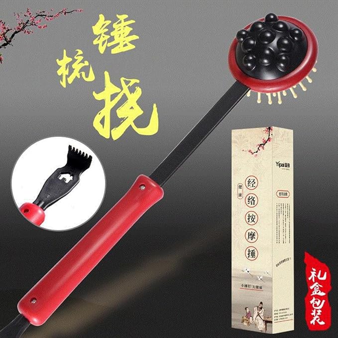 手持木制捶背神器敲打经络按摩捶 Manual Body Massage Hammer 拍后背抓痒神器不求人健康养生锤 HomeOffice Body Electric Massagers