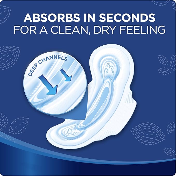 Always Maxi Size 4 Overnight Pads for Women with WingsUnscented 14 Count - Pack of 4 (56 Count Total)