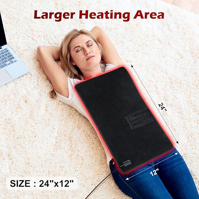 Red Light Therapy for Body 24 x 12 Large Infrared Red Light Therapy Belt Pad with Timer for Back Belly Shoulder Muscle Pain Relief 32W Portable 660nm 850nm Home Heating Light Therapy