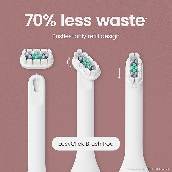 quip Ultra Brush Pod Refill Heads - 4 Pack - Verified quip Brush Head Refills for Sonic Electric Toothbrushes - Soft Bristles Compact - Last 3 Months Each - White