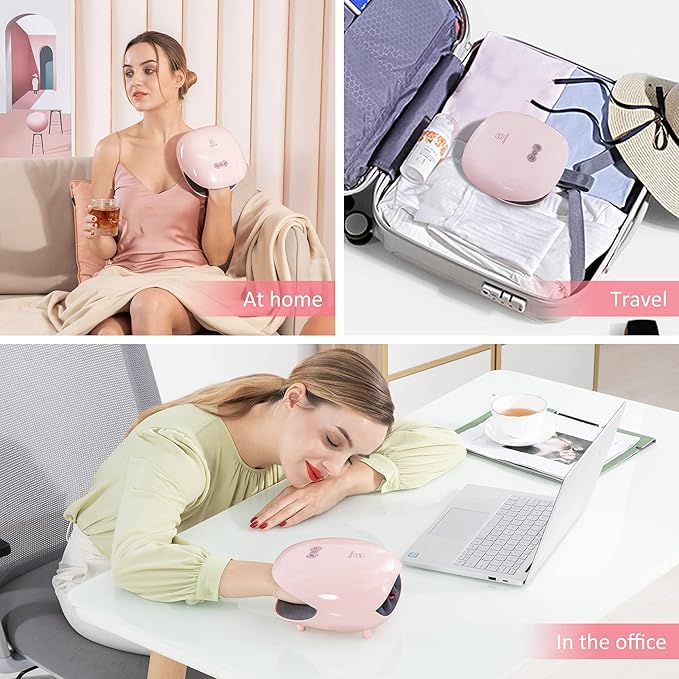 COMFIER Wireless Hand Massager with Heat -3 Levels Compression &amp HeatingRechargeable Hand Massager Machine for Carpal TunnelIdeal Gifts for Women (Petal Pink)