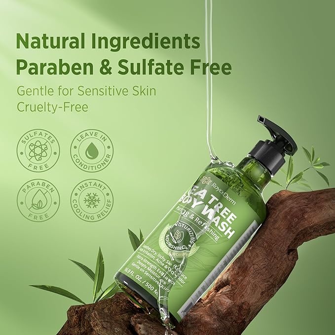 Roycederm Antifungal Body Wash &amp Soap Antibacterial Tinea Versicolor Tea Tree Body Wash Back Acne Folliculitis For Jock Itch Athletes Foot Body Odor Ringworm