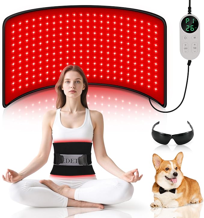 Red Light Therapy for Body 24’’ x 12’’Large Infrared Light Therapy Pad with Timer Remote Control 660nm 850nm Home Light Therapy for Knee Shoulder Back Muscle Joint (with Elastic Strap)