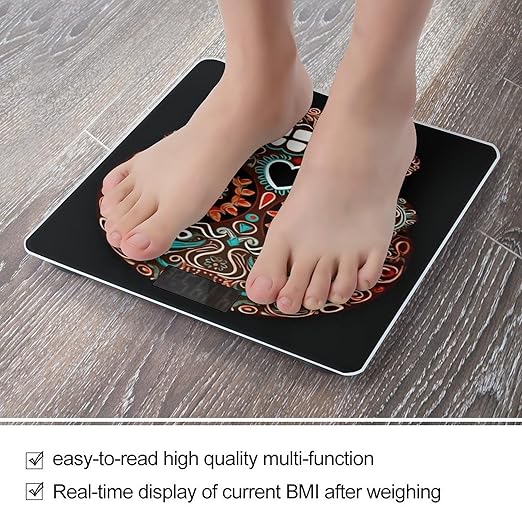 Sugar Skulls Day of The Dead Bathroom Scale Large LCD Backlight Display Digital Scale Rounded Corners Body Scales Automatic Power On/Off Bathroom Scales for Home Bedrooms