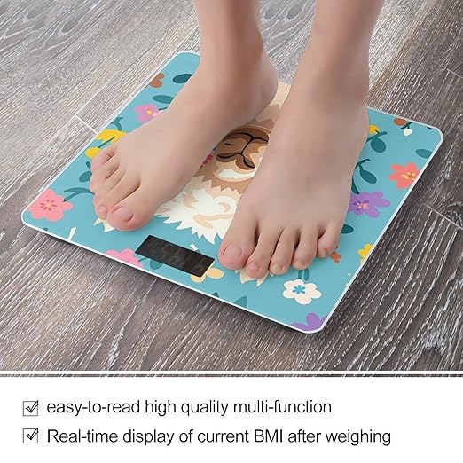 Alpaca Pattern Scale for Body Weight Digital Bathroom Scale Toughened Glass High Precision Scales for Body Weight with Large LCD Backlight Display Weight Scales