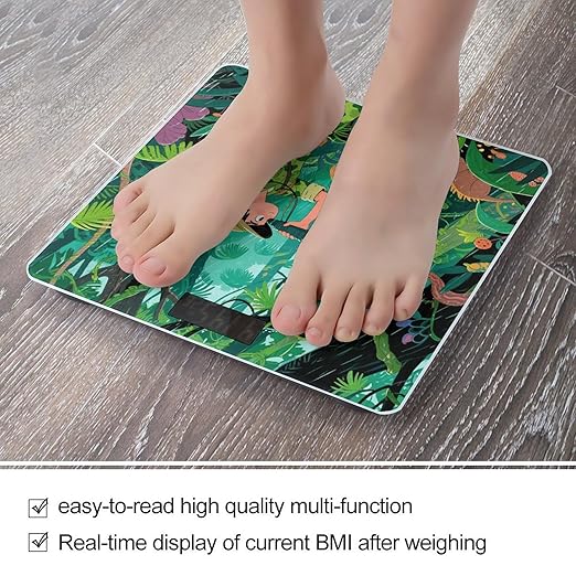 Tropical Rainforest Bathroom Scale for Body Weight Bathroom Digital Electronic Weighing Scale with Back Lit LED Display Sturdy Tempered Glass Weight Watchers Scales 400lb