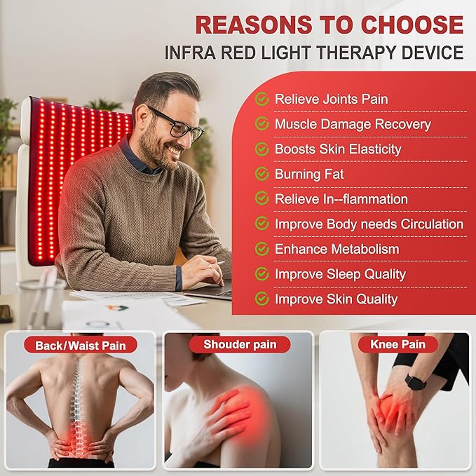 Red Light Therapy for Body Holiday Birthday Gifts for Women Men 39’’ x 24’’Large Infrared Light Therapy with Timer Red Light Panel for Back Belly Shoulder Joint (with Storage Bag)