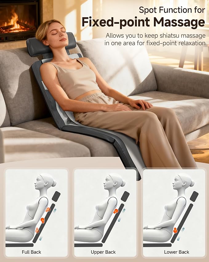 Snailax Shiatsu Back Massage Mat with Heat Vibration Full Body Massage Mat for Sofa ReclinerBed Deep Kneading Back Massage Pad with Foldable &amp Flexible Pillow Mother's Day Gifts for Women Wif