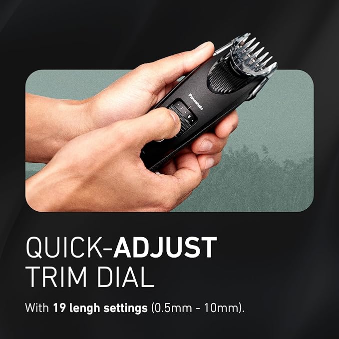 Panasonic Beard Trimmer for Men Cordless Precision Power Hair Clipper with Comb Attachment and 19 Adjustable Settings Washable ER-SB40-K 0.5-10mm lengths 1 Pack