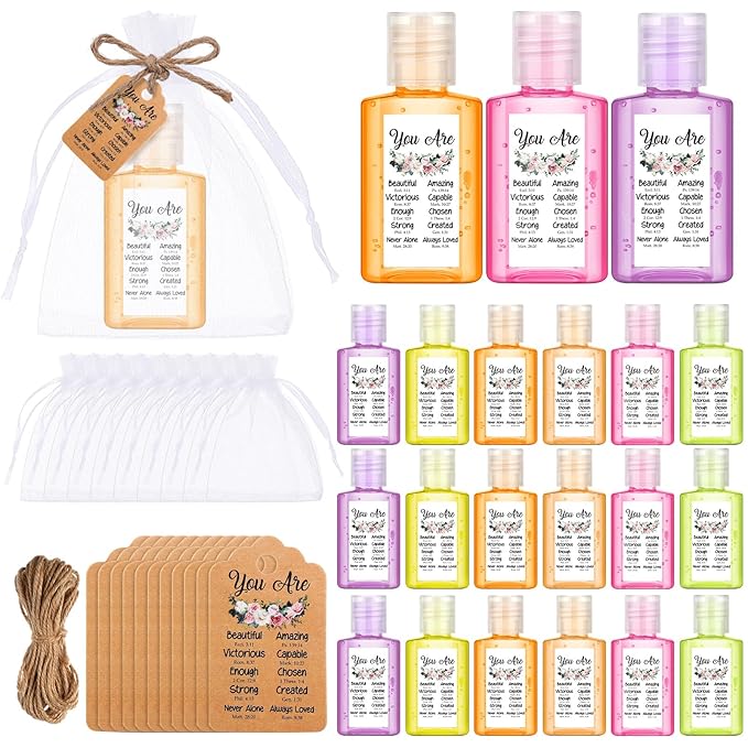 Frienda 24 Set Christian Hand Sanitizer Gift Mini Bible Verse Church Travel Size Hand Sanitizer Gel Christian Gift Bulk for Women Nurses Teachers Team Doctors Coworker Mother's Day