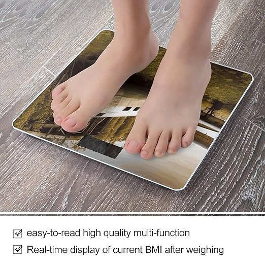 Abandoned Plane Digital Bathroom Scale for Body Weight Weighing Scale with Backlit LCD Display High Precision Measurements &amp Measures Weight Up to 180kg