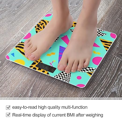 Women's Fashion Automatic Switch Digital Bathroom Weighing Scale Smart Scale Geometric Checkered Zebra Tiger Leopard Print Mint Green Retro 80s 90s