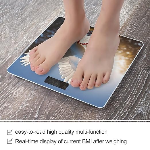 White Dove Flying in The Sun Scale for Body Weight Digital Bathroom Scale Toughened Glass High Precision Scales for Body Weight with Large LCD Backlight Display Weight Scales