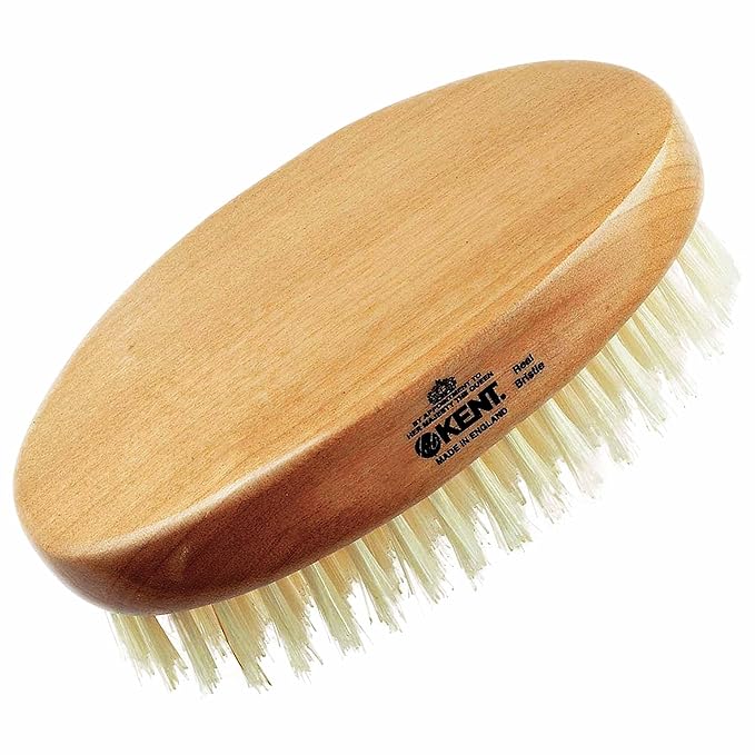 Kent BB Military Wave Hair Brush - 100% Natural Boar Bristle Scalp Brush for Men's Grooming Thinning Hair Mustache and Beard Brush for Men Made in England