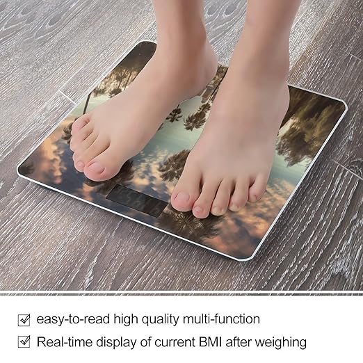Los Angeles Palm Trees Weight Scale for Body Weight Digital Bathroom Scale High Capacity Accurate Digital Weighing Scales and Easy-to-Read on Backlit LCD Display Scales