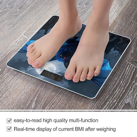 Halloween Blue Bat Smart Scale for Body Weight Digital Bathroom Scale Toughened Glass Weight Scale with Large LCD Backlight Display High Precision Scales Weighing Machine