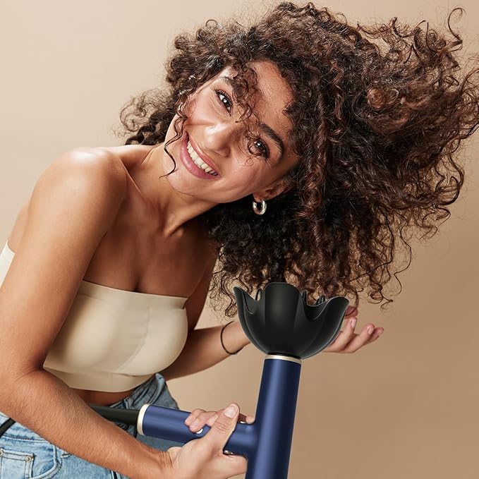 YAPOY Professional Hair Dryer with Diffuser Fast Drying 200 Million Ionic Blow Dryer with 110 000 RPM High-Speed No Heat Damage Intelligent Thermo-Control Low Noise Blue