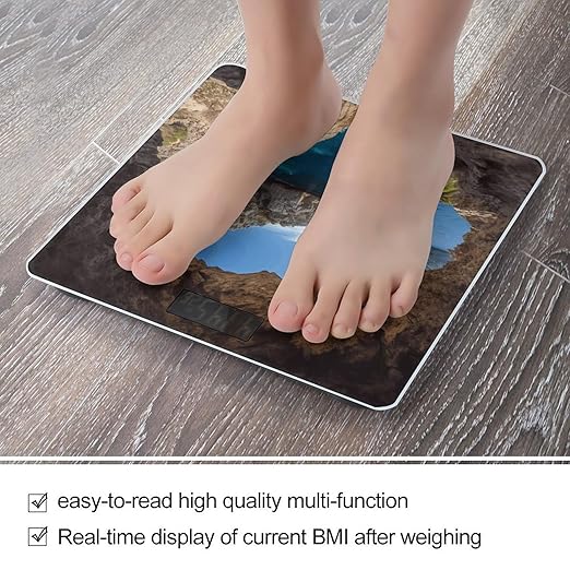 Arch in Mallorca Spain Scale for Body Weight Anti-Slip Tempered Glass Digital Bathroom Scales Clear LCD Display Weighing Scale Safe Rounded Corners Smart Scales