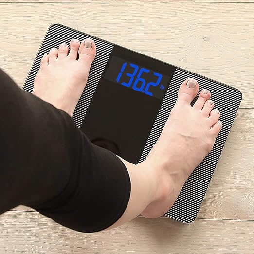 Escali Extra Wide Digital Bathroom Scale for Body Weight with Wide Platform for Natural Stance and Stability High Capacity of 400 lb Batteries Included