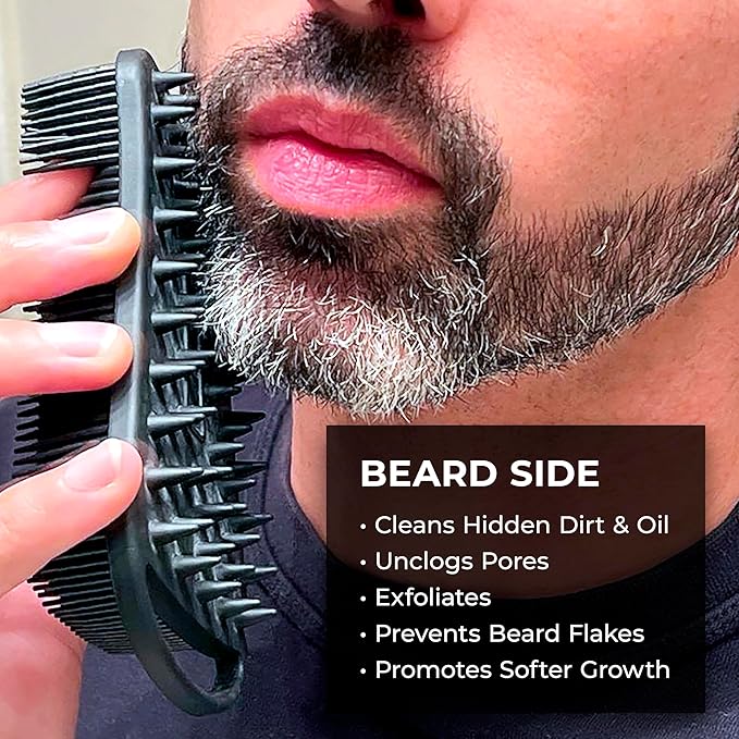 Blackwood For Men Pure Moisture Body Wash (17 oz) + Double Duty Beard &amp Body Scrubber Bundle - Natural Vegan Formula for Sensitive Skin and Workout Recovery - Dual-Sided Men's Shower Tool