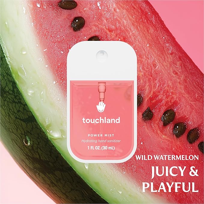 Touchland Juicy Escape – Hydrating Lush Tropicale Body &amp Hair Fragrance Mist and Wild Watermelon Hand Sanitizer Spray – Travel Size Gift Idea Gift Set