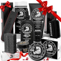 Bossman Big Boss Beard Care Kit for Men - 7 Piece Beard Grooming Kit with Jelly Beard Oil Beard Conditioner Beard Balm MUDstache Wax Bar Soap Metal Comb Brush - Gift Set for Men (Naked)