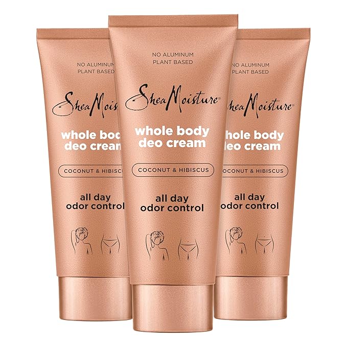SheaMoisture Whole Body Deo Cream Coconut &amp Hibiscus 3 count for All-Day Odor Control with No Aluminum 2.5 oz