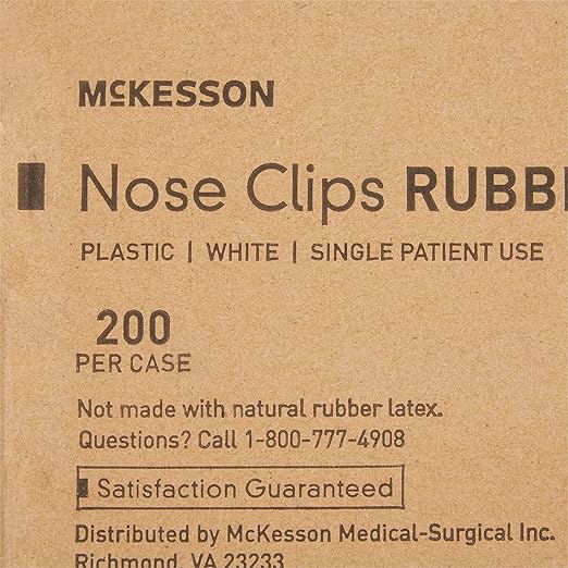 McKesson Nose Clips - Disposable Plastic and Rubber White for Spirometry Testing - Comfortable Fit for All Sizes 200 Count 1 Pack