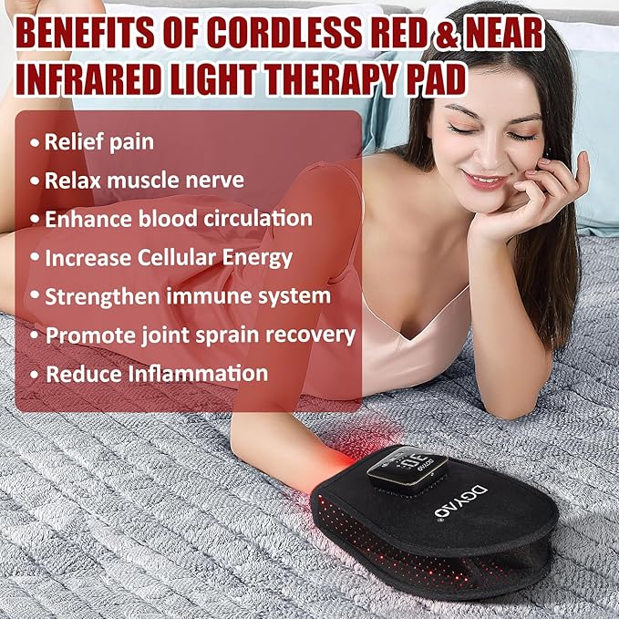 Cordless Red &amp Infrared Light Therapy for Hand Pain Relief Device with 660nm Red 850nm Infrared Light with 4000mAh Battery Portable Pad for Hands Fingers Wrist Joint Stiffness Treatment Gloves
