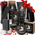 Bossman Big Boss Beard Care Kit for Men - 7 Piece Beard Grooming Kit with Jelly Beard Oil Beard Conditioner Beard Balm MUDstache Wax Bar Soap Metal Comb Brush - Gift Set for Men (Stagecoach)
