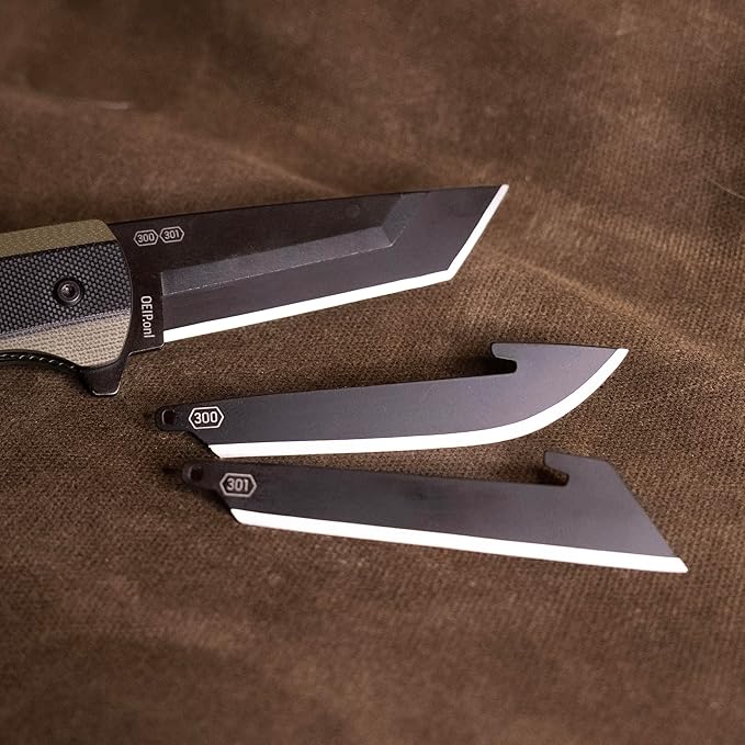 OUTDOOR EDGE Razor VX4 – 3 Replaceable Blade Folding Knife – Black Tanto Blade – Black G10 Over Green Handle – Reversible Clip – EDC Outdoor &amp Survival