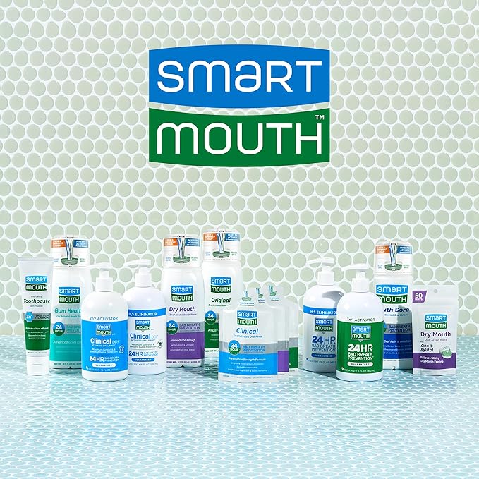 SmartMouth Mouth Sore Activated Mouthwash - Aid Against Canker Sores &amp Irritation - 16 Fl Oz 2 Pack Cool Mint