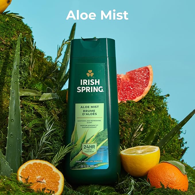 Irish Spring Men's Body Wash Shower Gel Aloe Mist 20 Oz 4 Pack