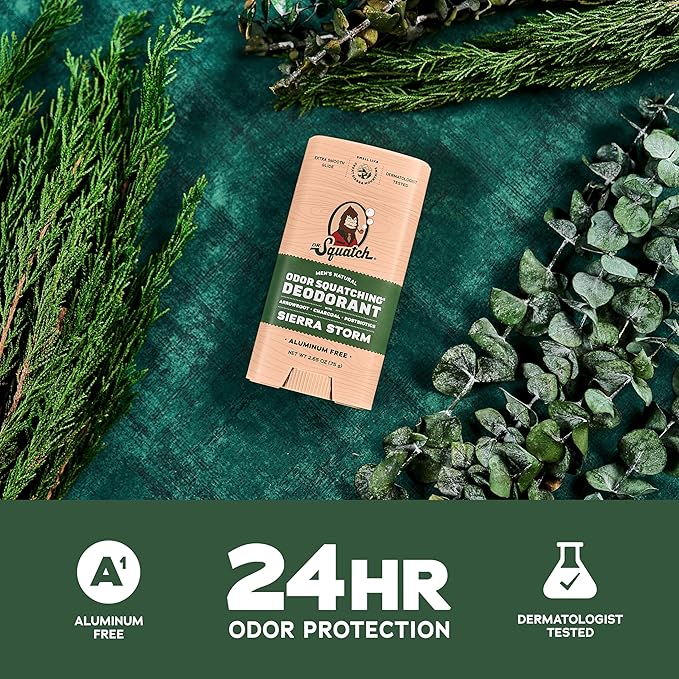 Dr. Squatch Natural Men’s Deodorant – Aluminum Free Natural Deodorant Men with Charcoal &amp Postbiotics for 72-Hour Odor Protection – Mountain Meadow &amp Lumberjack Lodge 2.65oz Stick (3-Pack)