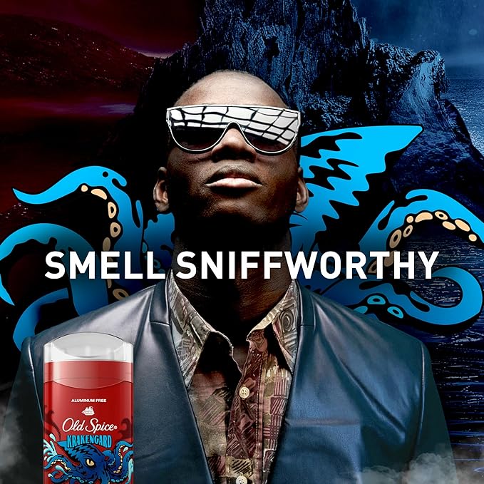 Old Spice Aluminum Free Deodorant for Men 24/7 Odor Protection 24/7 Freshness &amp Lasting Scent Goes on Clear Krakengard with Deep Ocean Scent 3.0 oz (Pack of 3)