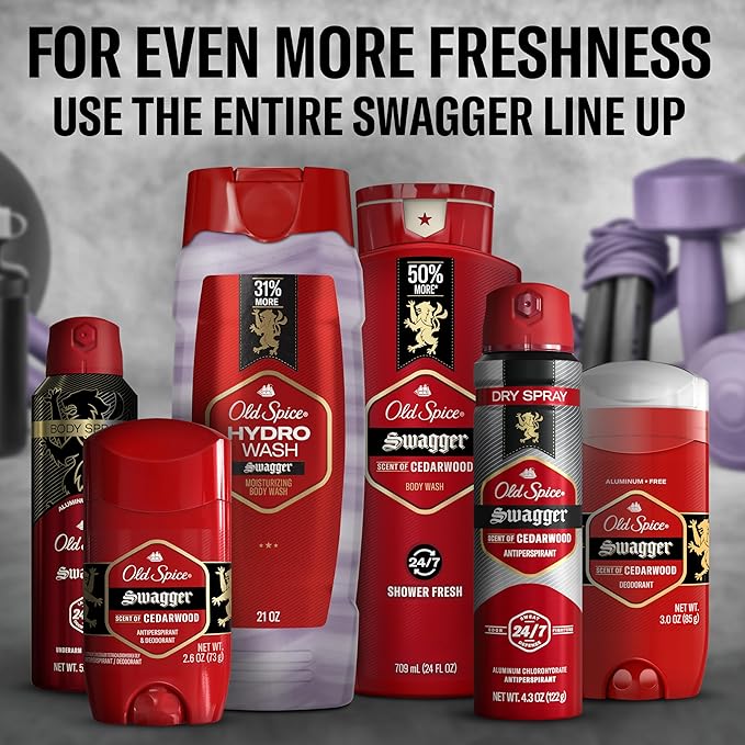 Old Spice Moisturizing Body Wash for Men Hydro Wash 2-in-1 Long Lasting Scent &amp Deep Hydration 24/7 Shower Fresh Swagger Scent 21 oz (Pack of 4)