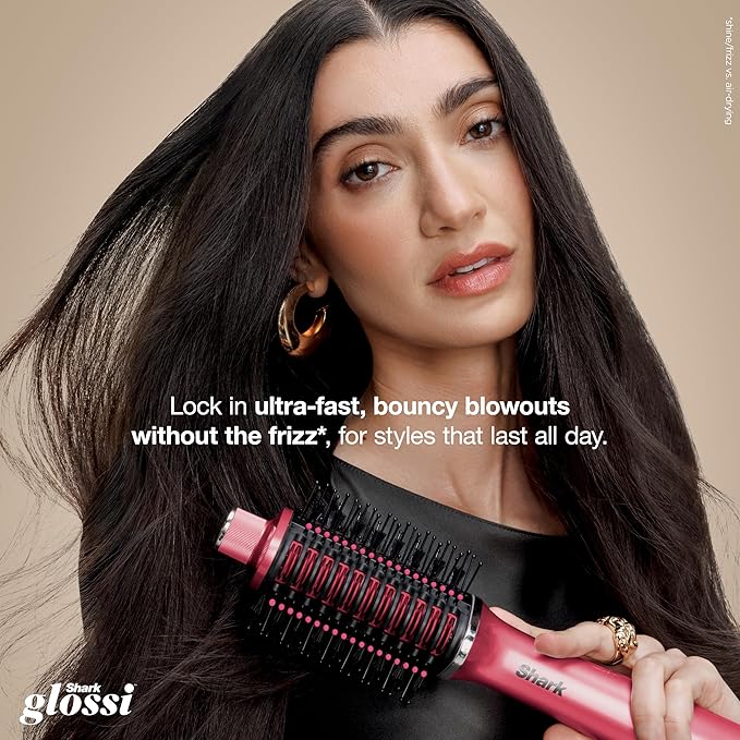 Shark Glossi 2-in-1 Hot Tool and Air Glosser | Ultra-Fast Ultra-Glossy Blowouts at-Home | Heat-Controlled Ceramic Curly Coily and Color Friendly | Raspberry | HT302BP
