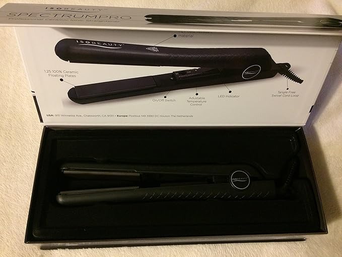 ISO Beauty Professional Spectrum Pro Ceramic Ionic Flat Iron Hair Staightener - Black New Design