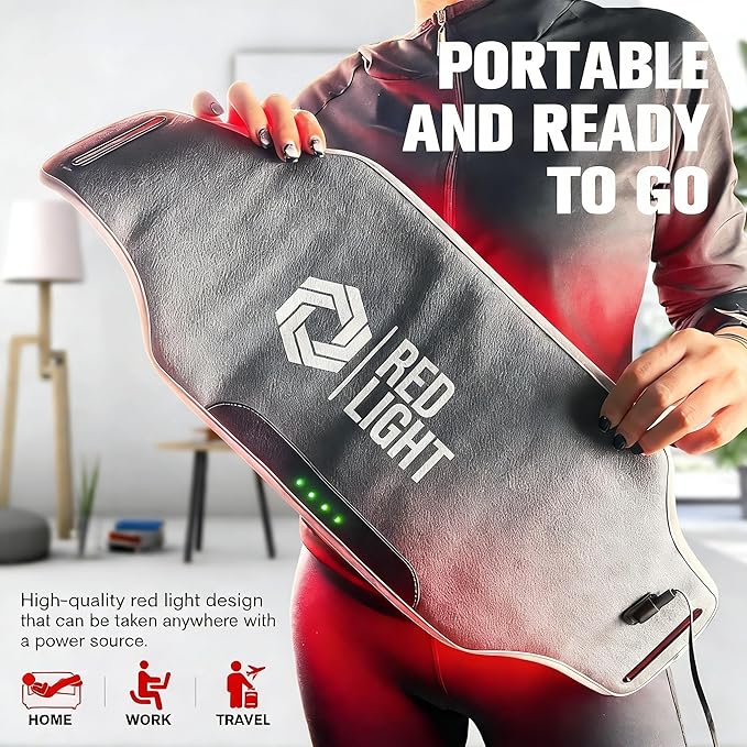 Portable Red Light Belt for Body LED Light Wrap for Back Shoulder Waist Supports Muscle Relaxation and Comfort Gift for Men Women